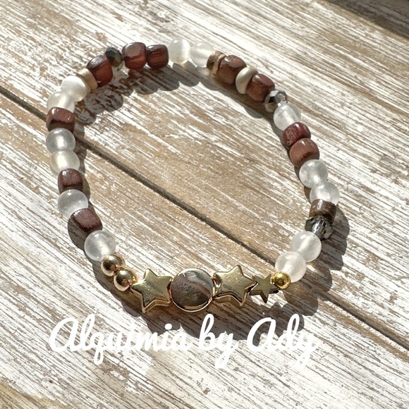 6mm Selenite beaded handmade bracelet /fall creamy white accessories - Picture 1 of 5